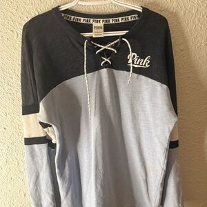 PINK Victoria's Secret Lace-Up Sweatshirt in Black and Gray